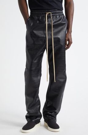 Fear of God Croc Embossed Leather Forum Pants in Black at Nordstrom, Size Medium