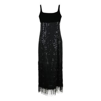 Karl Lagerfeld Lange Jurk - Dames - Feestkleedjes - Zwart - M - Polyester - Kleedjes