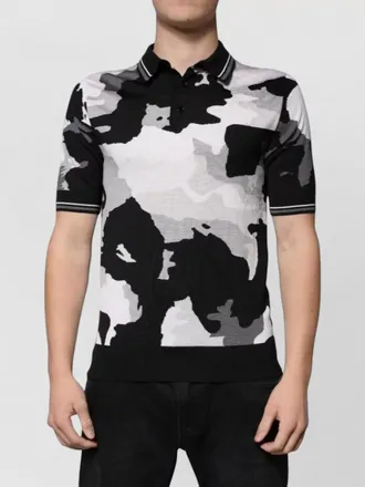 Dolce & Gabbana silk camouflage short-sleeve polo shirt