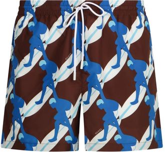 Gucci Bedrukte Zwemshorts - Heren - Strandmode - Veelkleurig - L - Polyester - Badmode