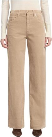 7 For All Mankind Stovepipe Rechte Corduroy Broek - Dames - Straight fit broeken - Beige - W24 - Broeken