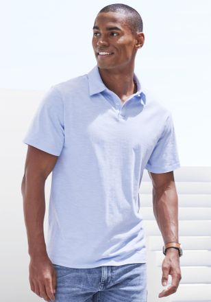 John Devin Poloshirt JOHN DEVIN mit Slub-Garn Struktur, Herren, Gr. S (44/46), blau (hellblau), Jersey, Obermaterial: 100% Baumwolle, meliert, bequem normal, Run