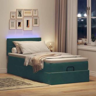 vidaXL Struttura Letto Pouf con Materasso 100x200 cm Velluto - Vidaxl