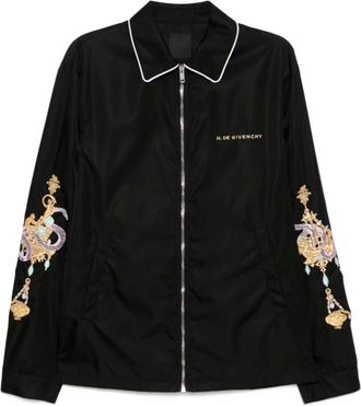 Givenchy Light Jackets, male, Black, M, Black Zipped Pouch Jacket Embroidered Design