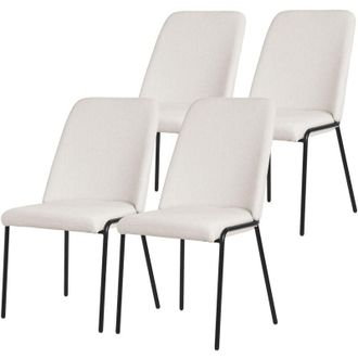 ML Design ML-Design Set 4 Sedie Sala Pranzo Beige in Poliestere Gambe in Metallo, Struttura in Acciaio, con Schienale, Poltroncine Imbottite per Soggiorno e