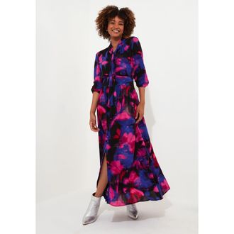 Joe Browns Tie Neck Printed Maxi Dress in Watercolor Floral at Nordstrom, Size 20