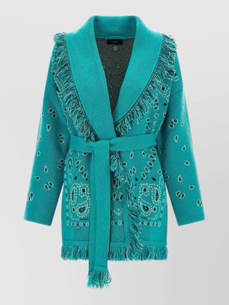 Alanui bandana knit cardigan belt fringe pattern