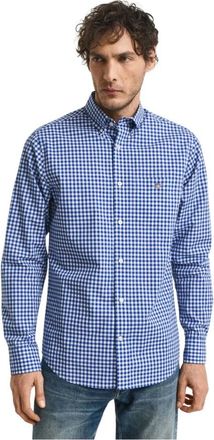 GANT Overhemd met regular fit in klassieke vichyruit van popeline - Heren - Casual Overhemden - Blauw - M - Overhemden