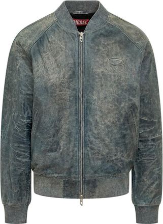 Diesel Blue Solid Band Collar Jacket