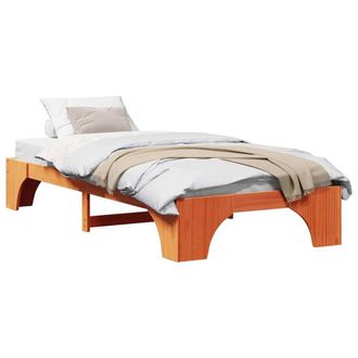 Berkfield Home Elegant Bed Frame Wax Brown Solid Wood 90 x 200 cm Durable Rectangular