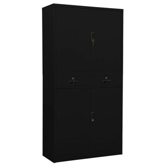 vidaXL Armario De Oficina De Acero Negro 90x40x180 Cm Vidaxl