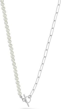 Glaze Jewelry Sterling Silver Cultured Pearl & Paperclip Toggle Necklace