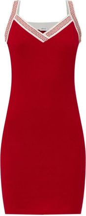 Versace Red V Neck Knee Length Dress