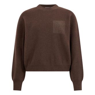 PESERICO Truien & Vesten, Dames, Bruin, L, Wol, Trui met ronde hals