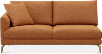Castlery Lena Left Arm 2 Seater Sofa Customized, Performance Boucle, Rust, Brass Legs, Spill Resistant, Removable Covers for Castlery