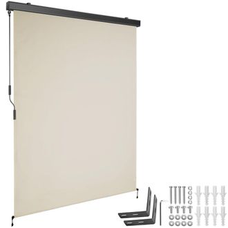 TecTake Toldo vertical con manivela, 2 soportes pared, 140x250 cm, beige