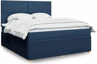 vidaXL Vidaxl - Cama Box Spring Con Colch&oacute;n Tela Azul 180x200 Cm