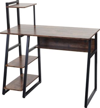 Hhg Nunca Usado] Escritorio Con Estante Hhg 792, Mesa Para Port&aacute;til Mesa De Oficina Escritorio De Trabajo, Certificado Mvg 100x50cm, Metal Mdf, Marr&oacute;n