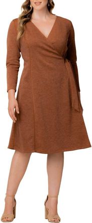 Kiyonna London Wrap Sweater Dress in Cinnamon at Nordstrom, Size 2X