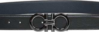Ferragamo Mens Reversible Calf Leather Belt Black-Beige