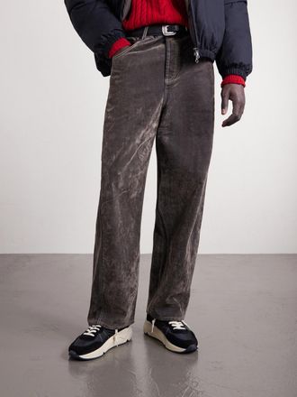 Golden Goose Running Sole Leather-Trimmed Suede and Shell Sneakers