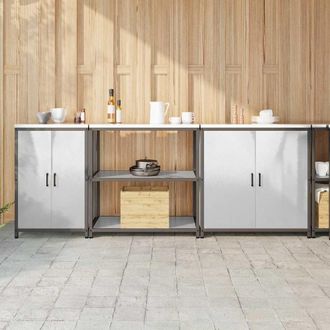 Berkfield Home with Shelf Other with Storage with Door 3 pcs Stainless steel in Silver
