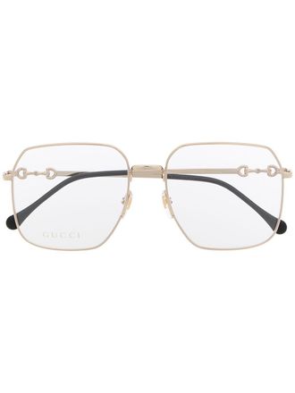 Gucci square-frame oversized glasses - unisex - Metal (Other) - 57 - Gold