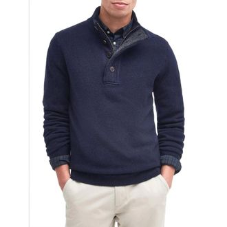 Barbour Turtlenecks, male, Blue, M, Blue Jumper Essential Patch Half Zip
