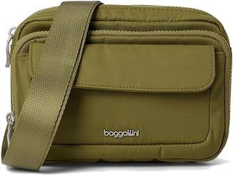 Baggallini Modern Double Zip Crossbody Cross Body Womens Handbags Sage Twill, Nylon