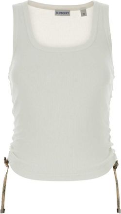 Burberry White Square Neck Ribbed Top