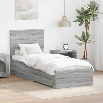 vidaXL Estructura De Cama Con Caj&oacute;n Gris Sonoma Y Plata 75 X 190 Cm