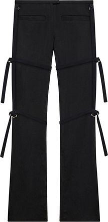 Courr&egrave;ges buckle-detail long-length straight trousers - women - Cupro/Virgin Wool - 40 - Black