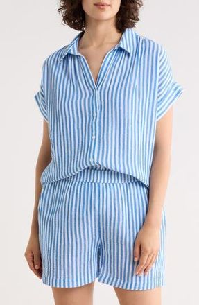 Caslon Duo Gauze Button-Up Shirt in Blue Racer Brianne Stripe at Nordstrom Rack, Size X-Small