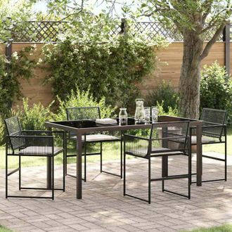 vidaXL Conjunto De Comedor De Jard&iacute;n 5 Pcs Negro Polirat&aacute;n Vidaxl