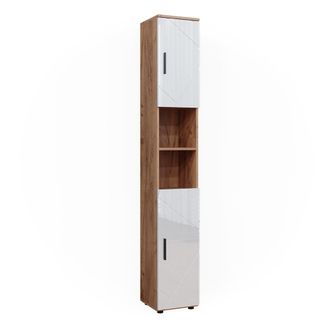 Vicco Armario De Ba&ntilde;o Irma, Roble, 30 X 192 Cm Con Puertas Y Compartimentos Abiertos