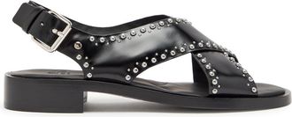 Churchs Churchs Remi Stud-embellished Glossed Leather Sandals - Black - 37 (IT37 / UK4)