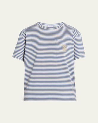 Brunello Cucinelli Striped Cotton Jersey Short-Sleeve T-Shirt