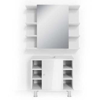 Vicco Conjunto de muebles de baño Fynn, Blanco alto brillo, 2 piezas