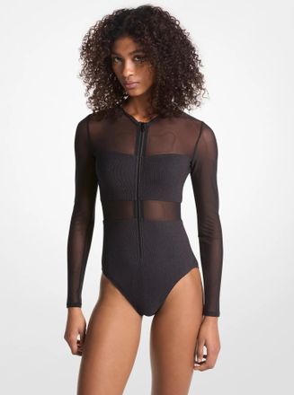 Michael Kors Stretch Nylon Zip-Up Swimsuit