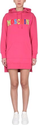 Moschino Fuchsia Logo Hood Mini Dress