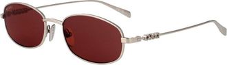 Gucci Ovale Zonnebril met Montuur - Heren - Zonnebrillen - Rood - 54 MM - Nylon - Accessoires