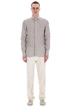 Barba Dandylife Line Linen Tailored Stripe Shirt