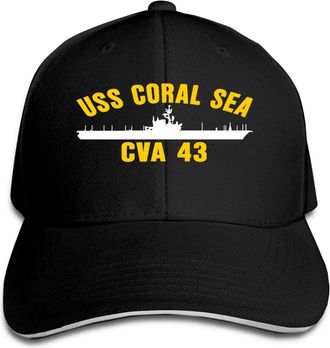 Generic Golf Cap USS Coral Sea Cva 43 Sandwich Hats Lightweight Baseball Cap Uv Protection Baseball Hat for Outdoor Walking Office