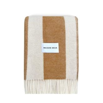 Maison Deux Rough Stripe Blanket in Open Brown at Nordstrom, Size Medium