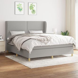 vidaXL Vidaxl - Cama Box Spring Con Colch&oacute;n Tela Gris Claro 180x200 Cm