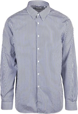Aspesi White/Blue Striped Button-Up Cotton Shirt