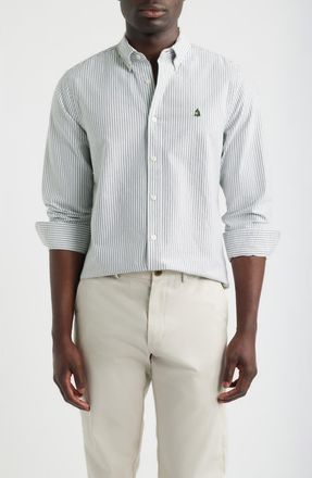 Nordstrom Sailboat Emblem Cotton Button-Down Oxford Shirt in Green Even Stripe at Nordstrom, Size Xx-Large