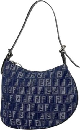 Fendi Pre-owned Shoulder Bags, female, Blue, Size: ONE SIZE Pre-owned Vintage Zucchino Shoulder Bag