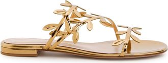 Gianvito Rossi Flavia Leaf Metallic Leather Sandals - Gold - 36 (IT36/ UK3)