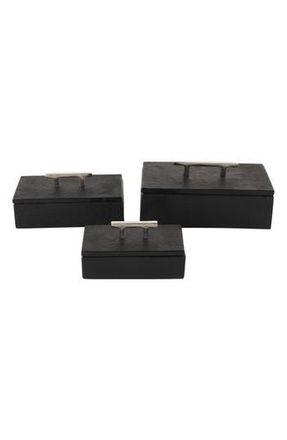 Uma Contemporary Set of 3 Decorative Marble Boxes in Black at Nordstrom Rack